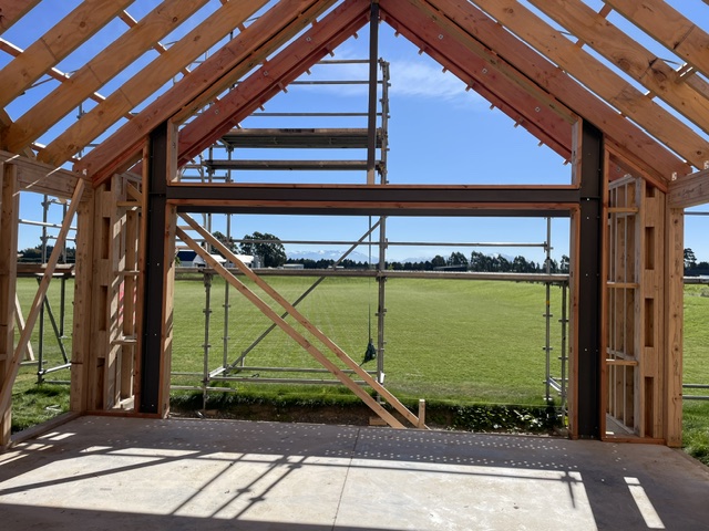 Framed gable looking out over paddocks
